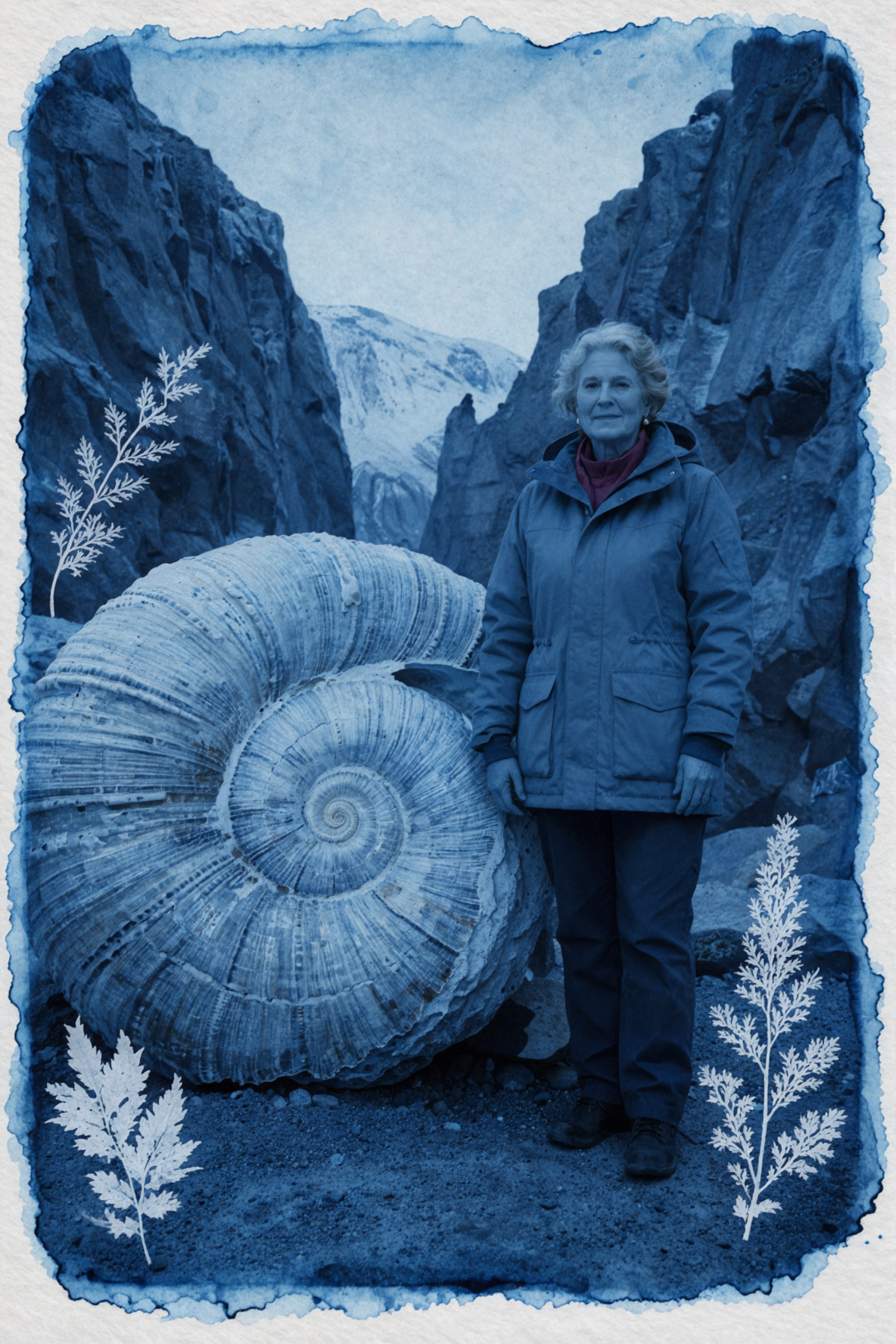 은발 탐험가 · 시아노타입 아트 — AI image creation