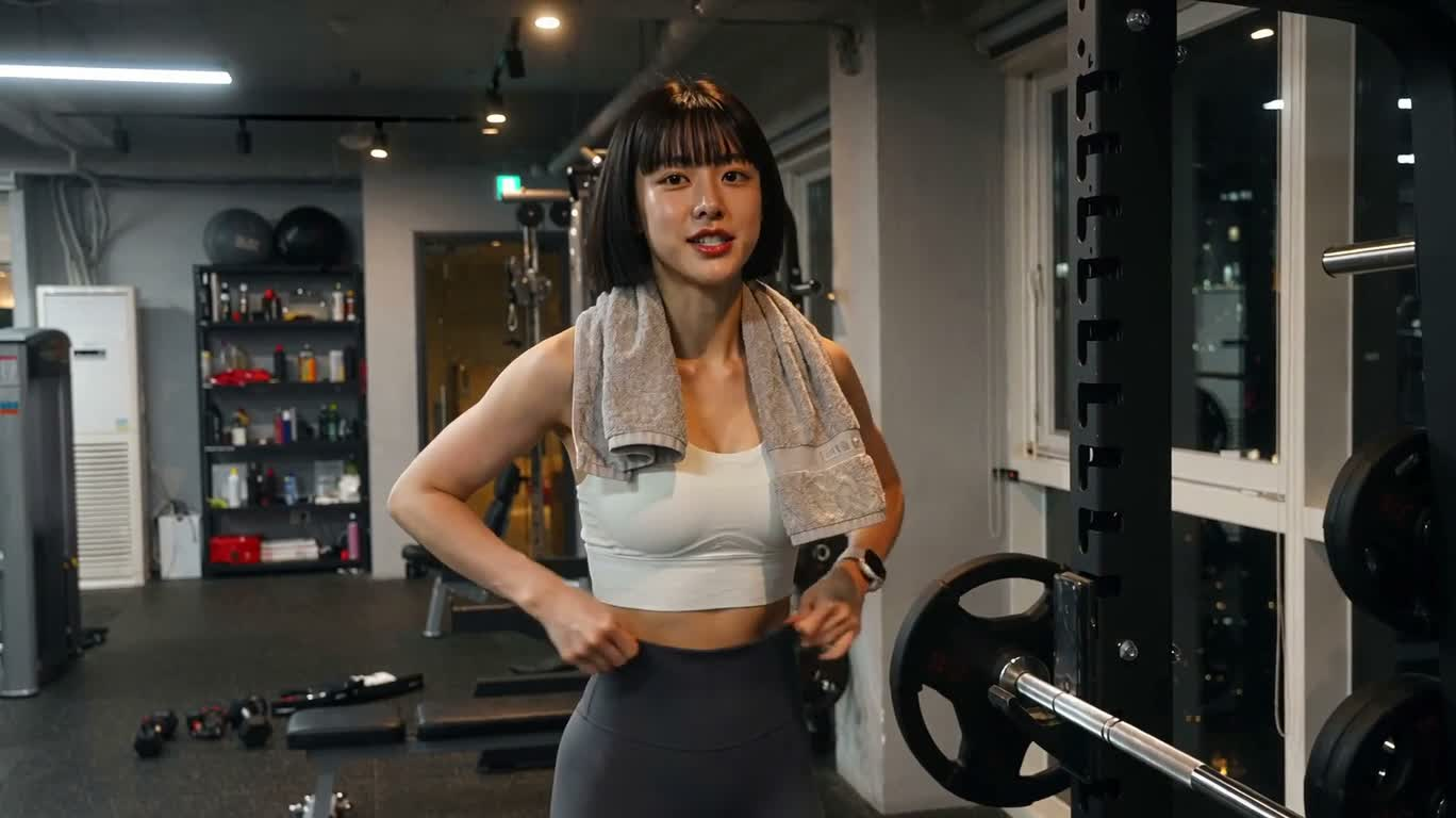 Salle de sport nocturne : jour léger pour les fessiers — AI video creation