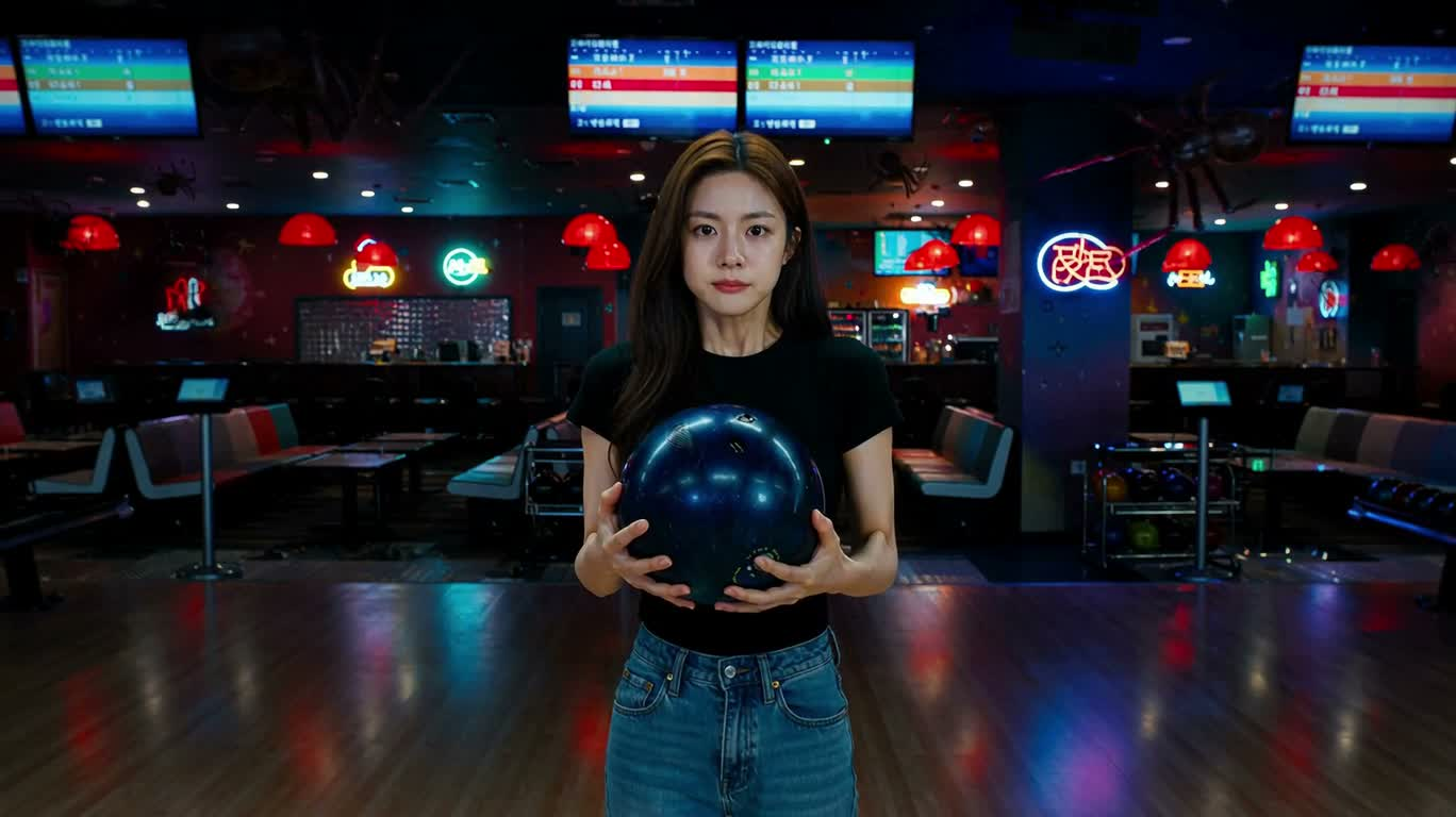 Ảo ảnh nhện trong sân bowling neon