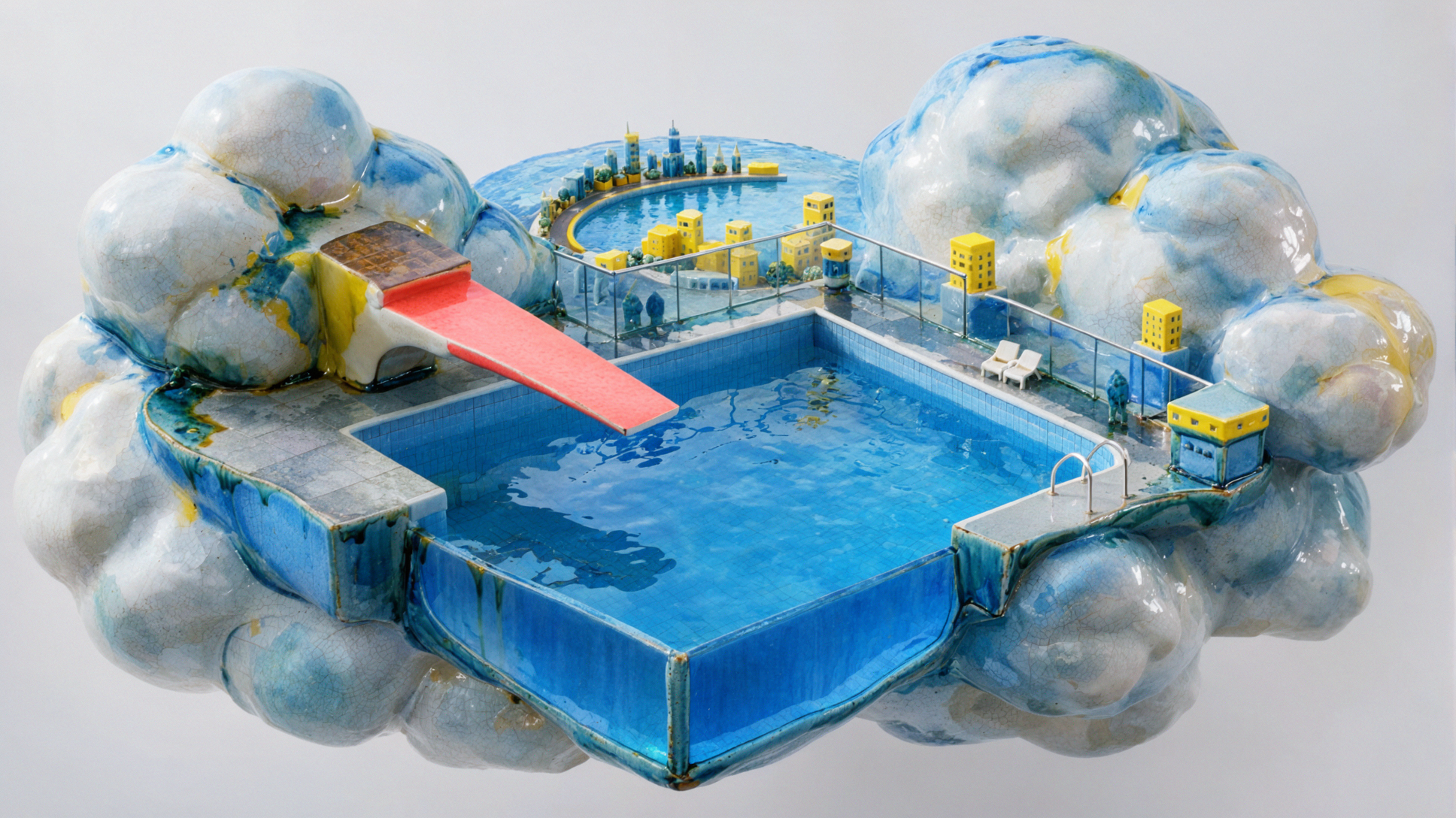 Piscine dans les nuages · Émail céramique