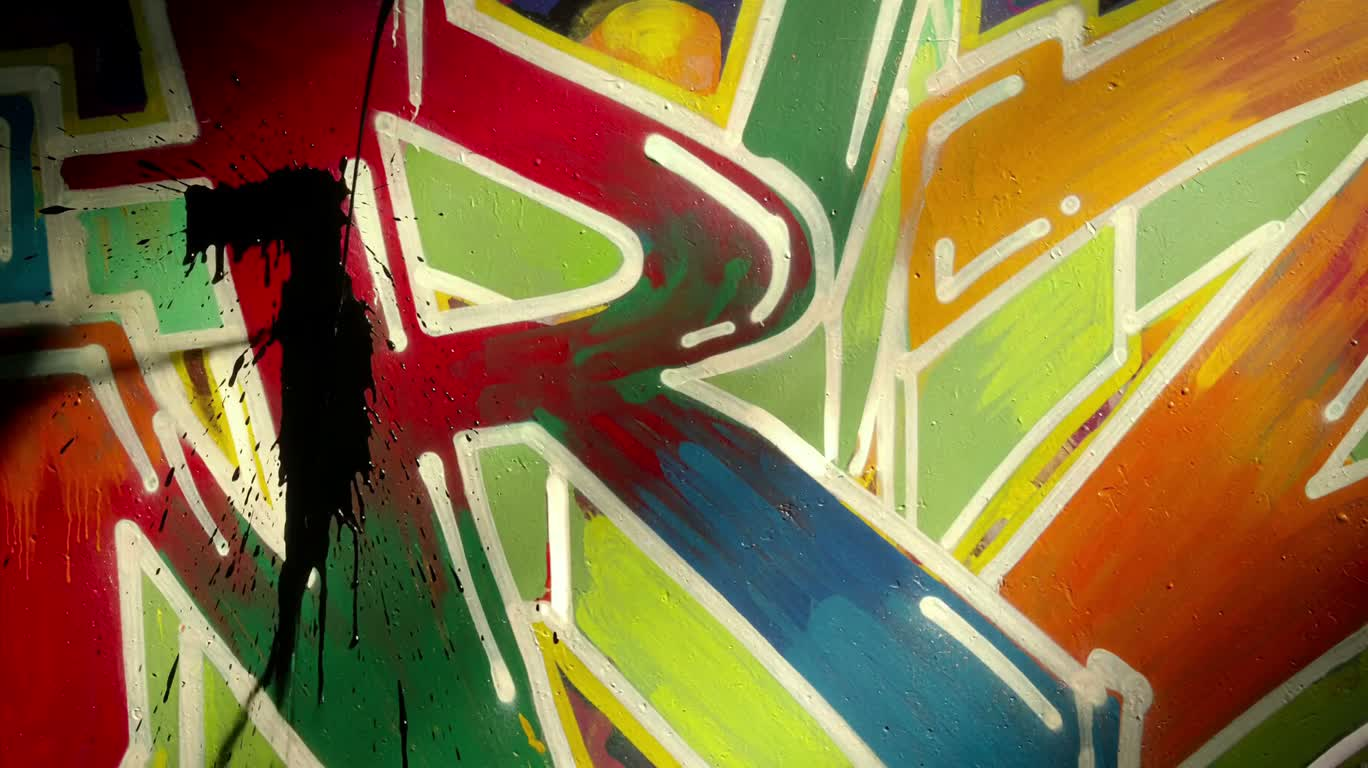 Lettrage en laque noire sur un mur coloré — AI video creation
