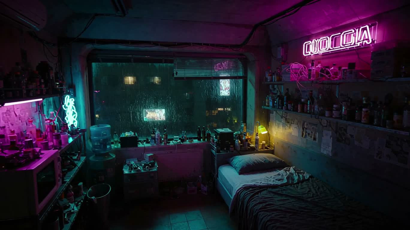 霓虹雨夜公寓 — AI video creation