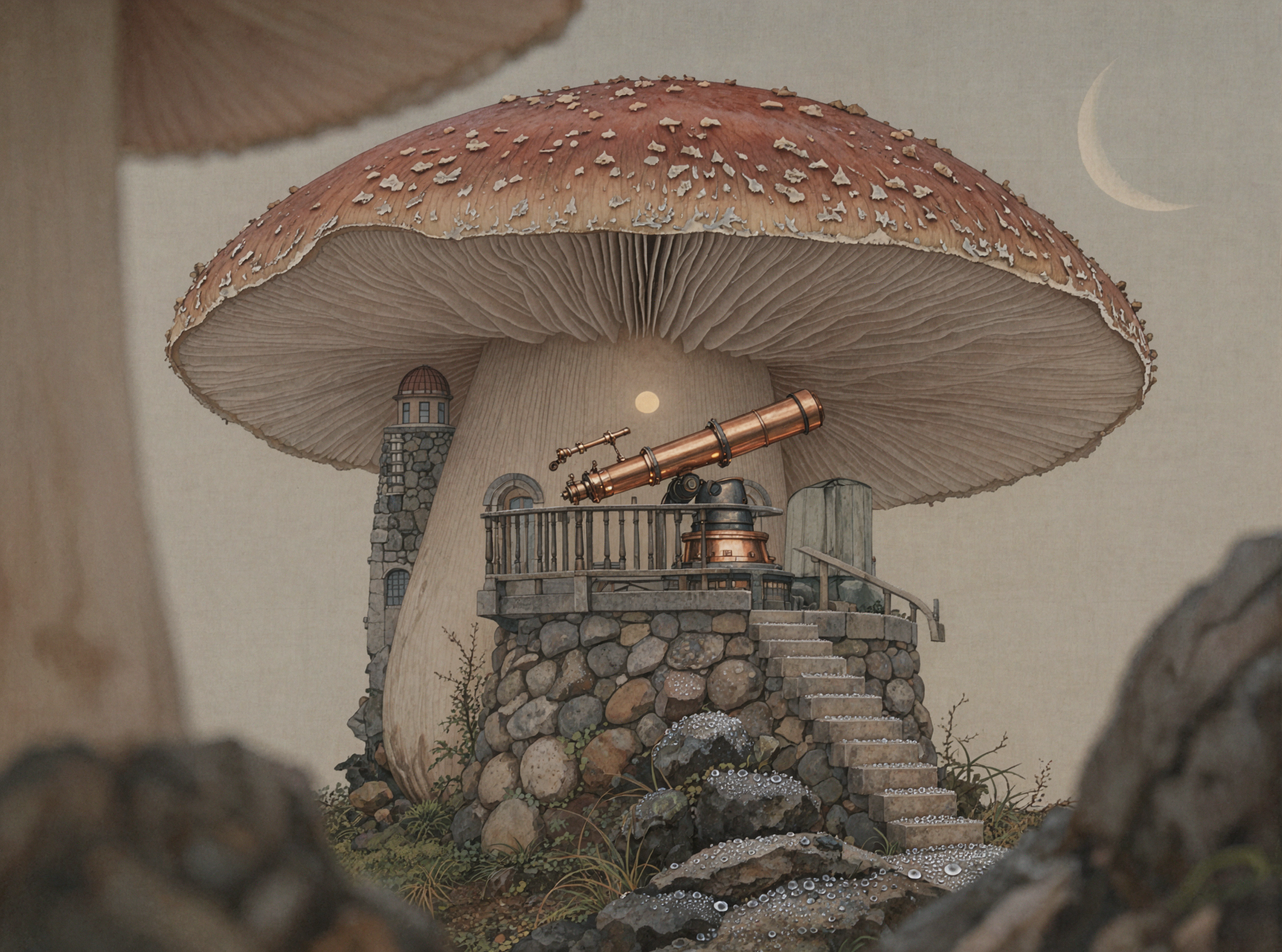 蘑菇天文台 · 宋式工笔 — AI image creation