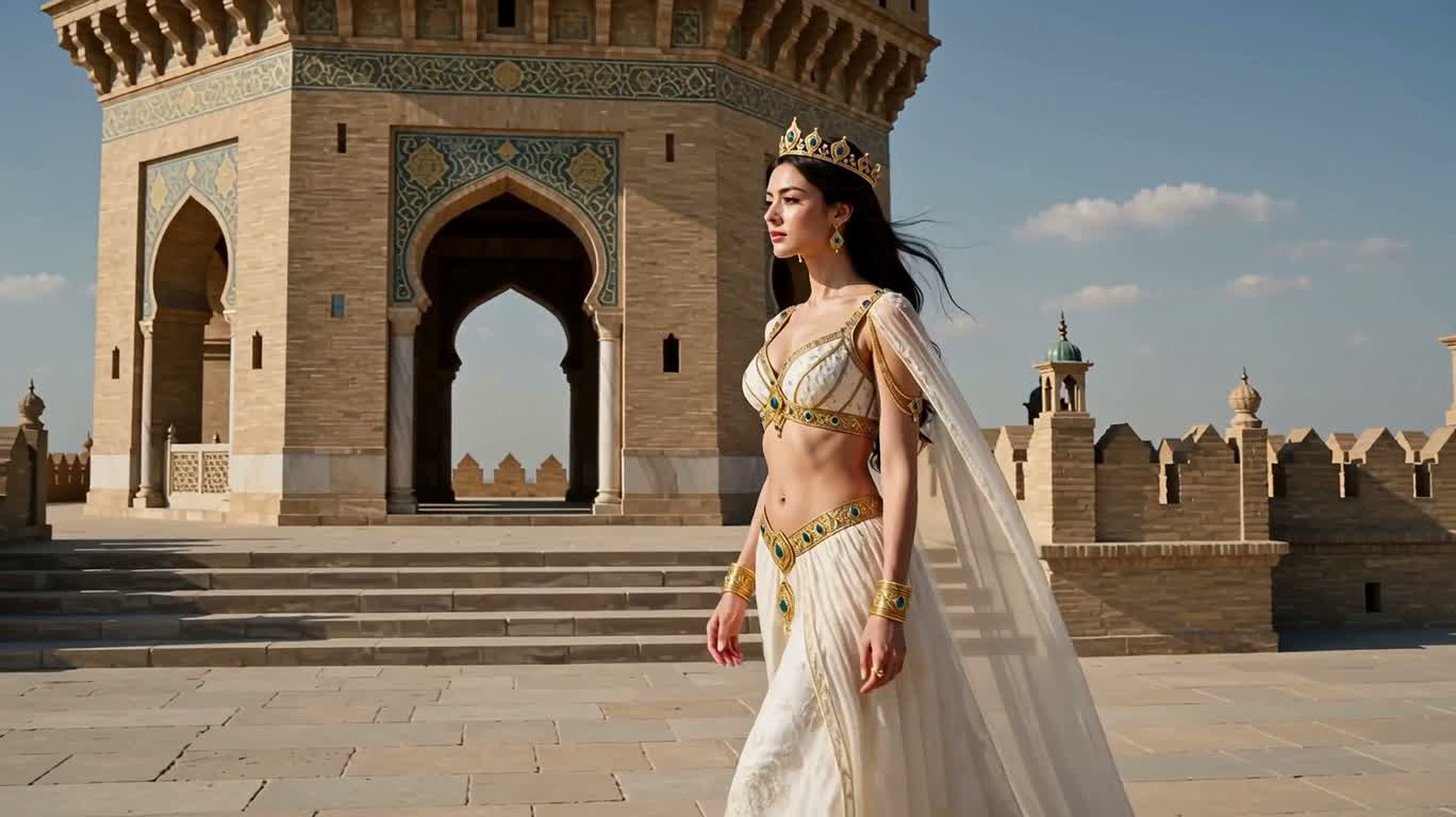 The Princess on the Middle Eastern Palace Tower