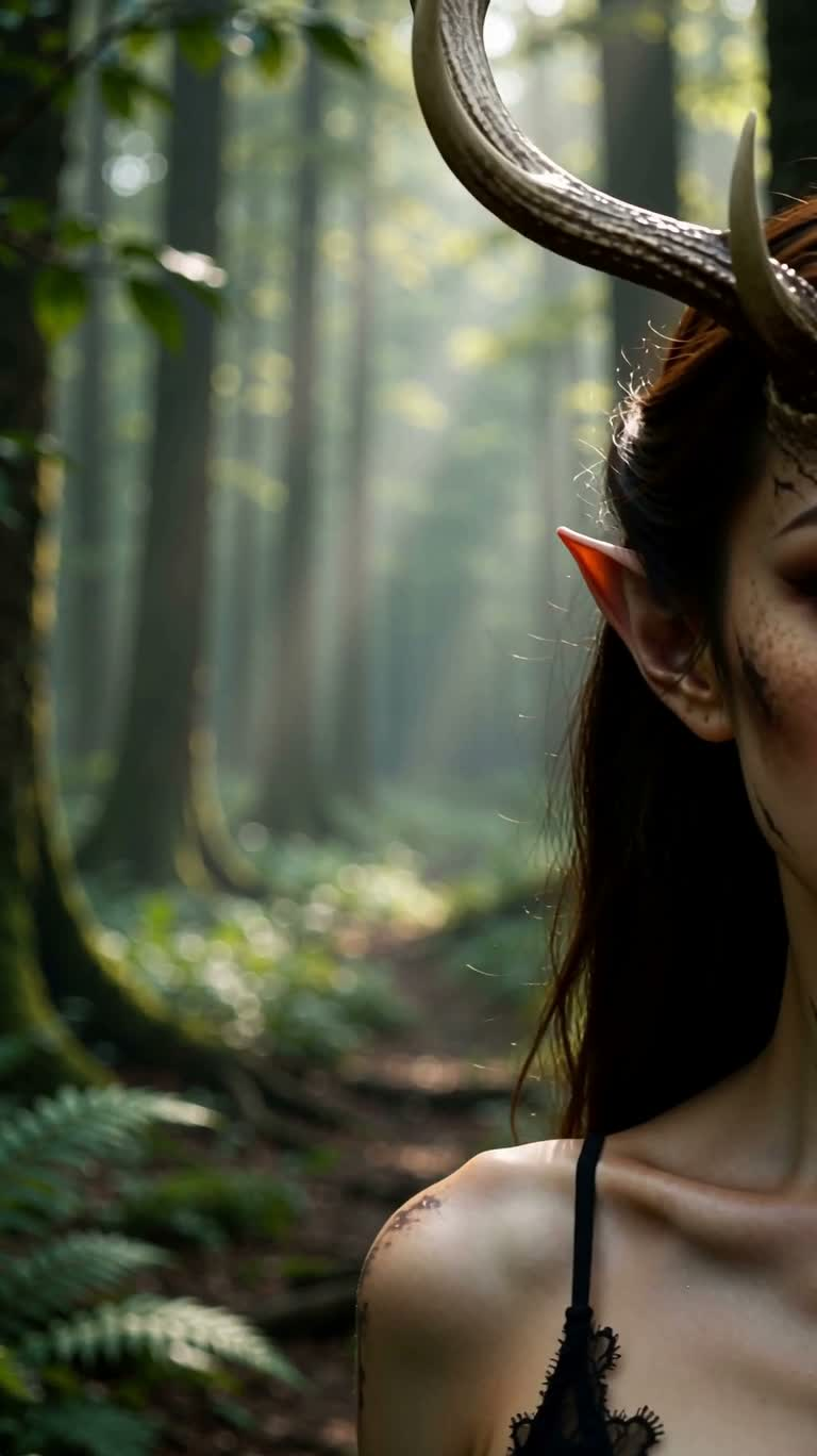 Moonlit Forest Antler Sprite Portrait — AI video creation