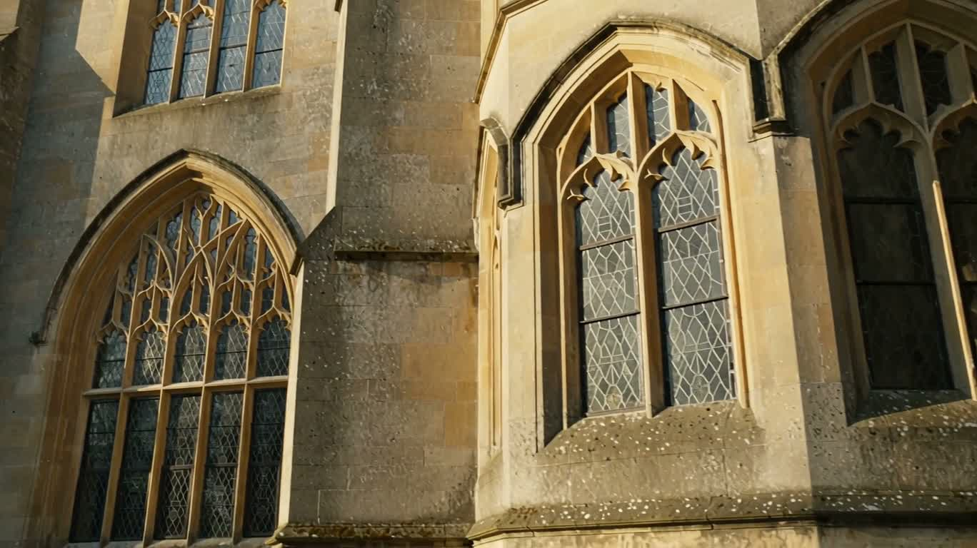 Tường đá Gothic của trang viên mùa đông