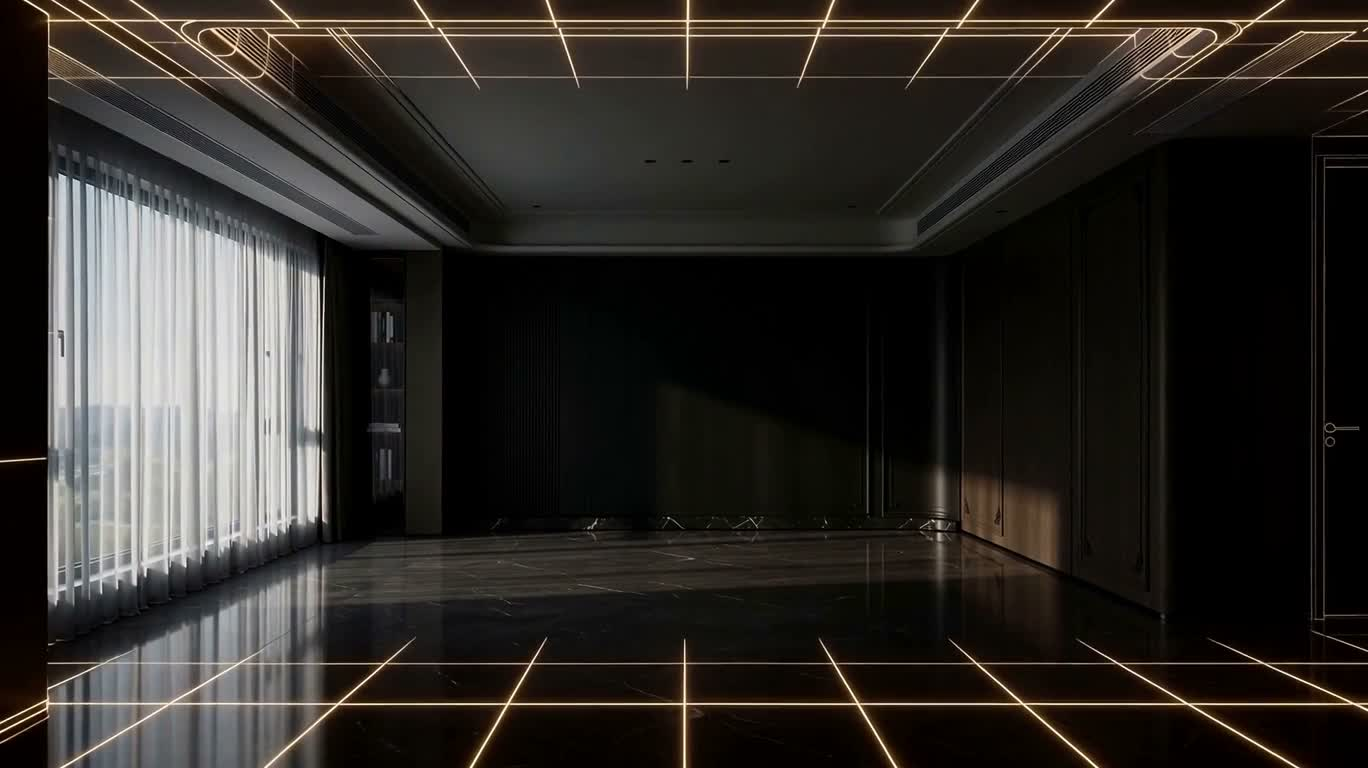 金色线框焕新奢华卧室 — AI video creation