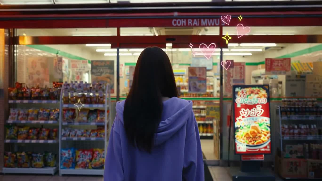 夜色便利店的轻甜小憩 — AI video creation