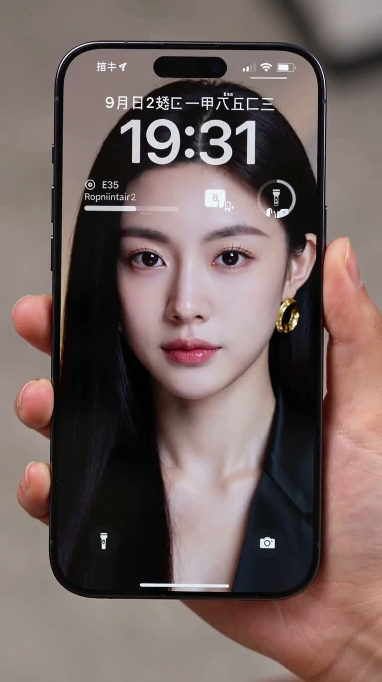 유리 화면 너머의 가벼운 턱 들기