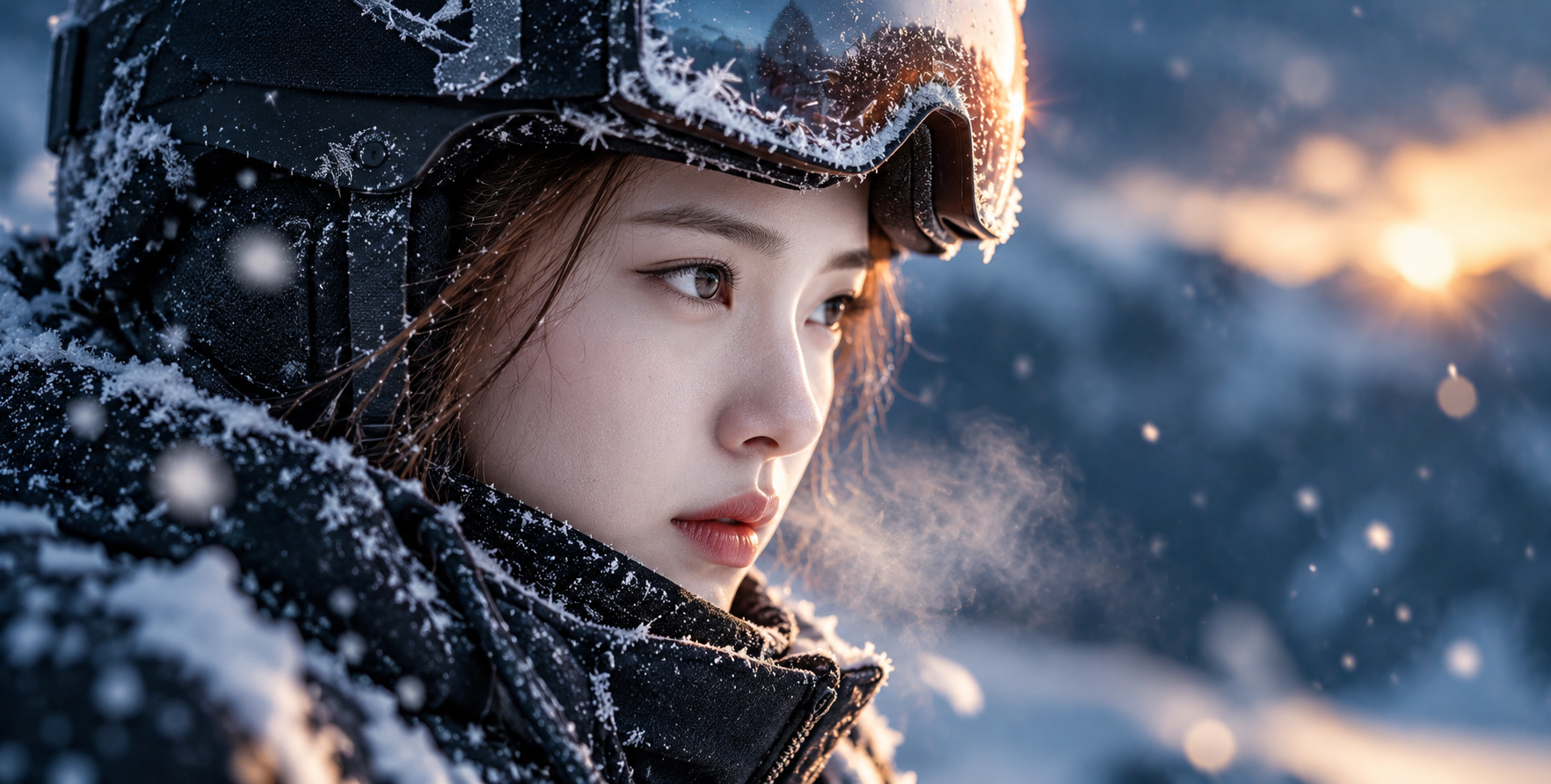 冰雪之瞳:极限运动女将的电影级特写 — AI image creation