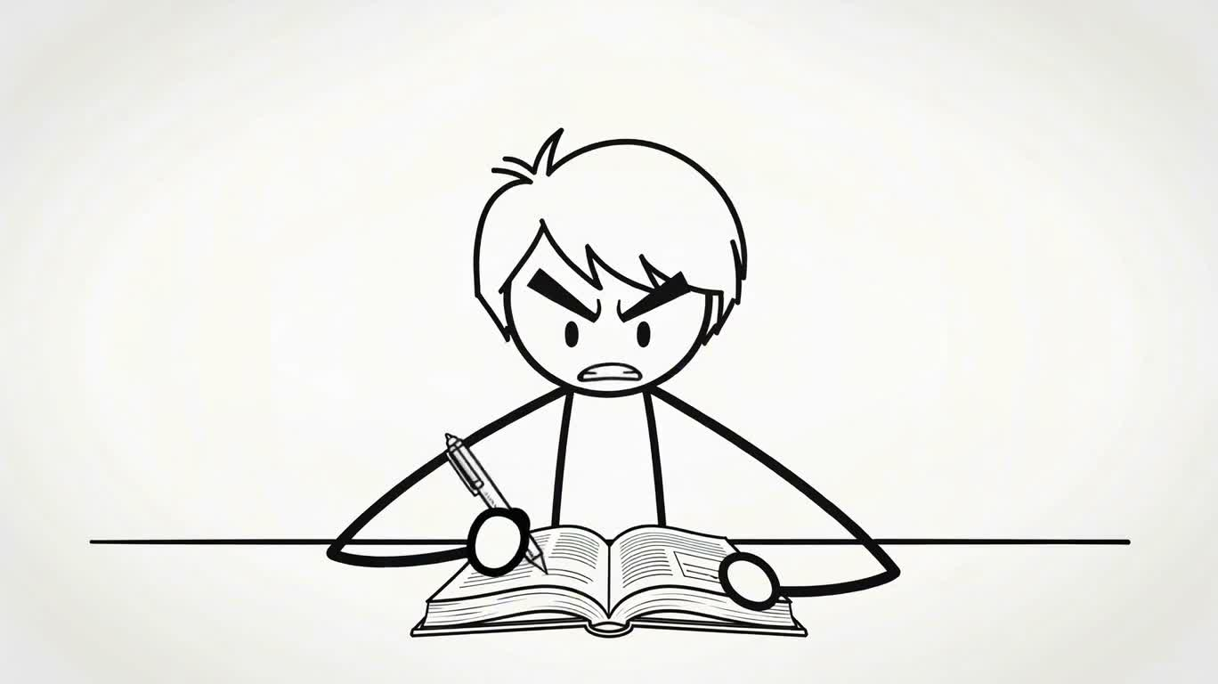 Furious Stick Figure Studying — AI video creation