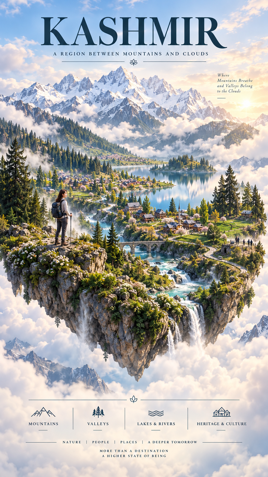 Áp phích du lịch thu nhỏ đảo nổi Kashmir