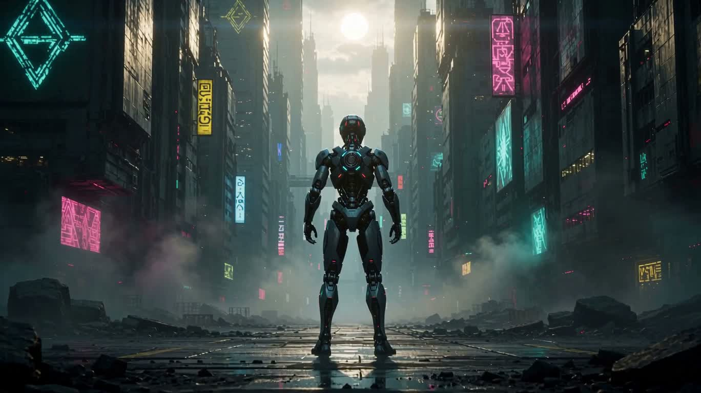 Robot cybernétique aux yeux bleus