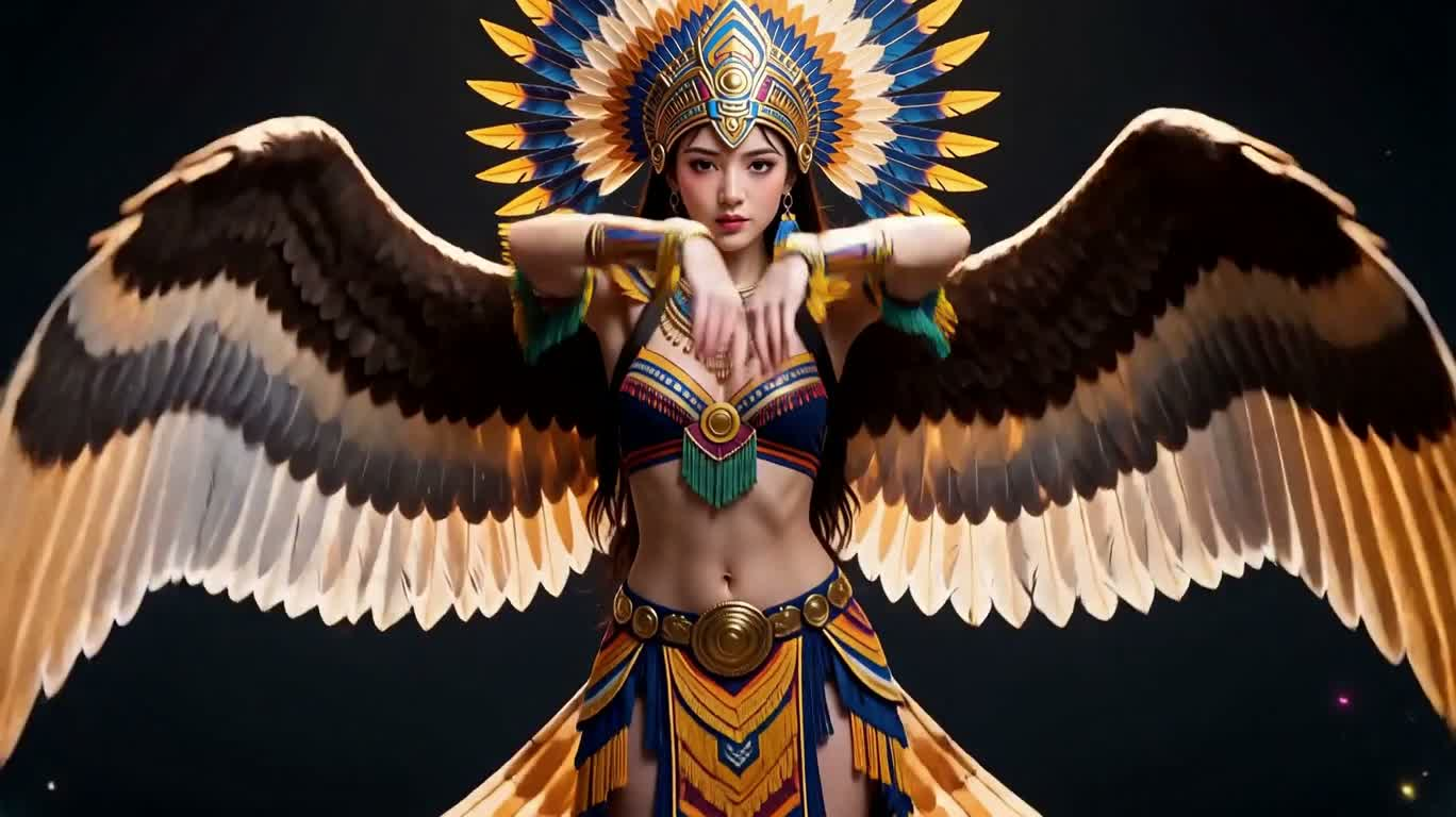 Dance of the Eagle-Winged Goddess in Iridescent Light