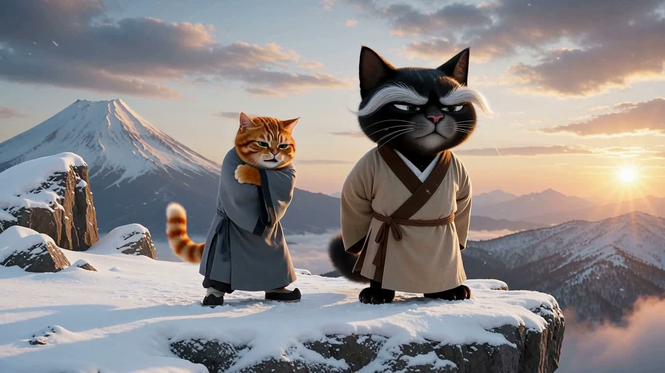 雪崖上的猫侠试炼 — AI video creation