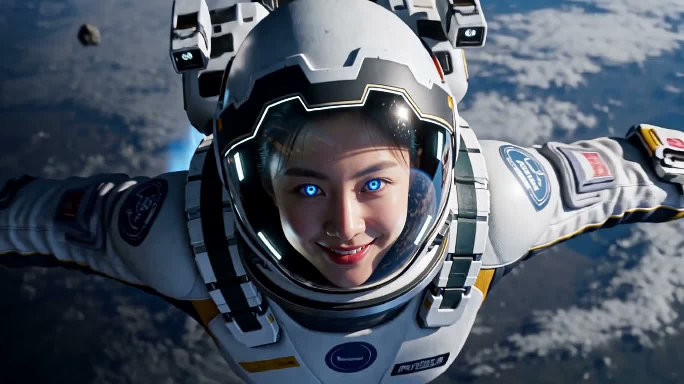 星环疾飞:蓝焰女宇航员 — AI video creation