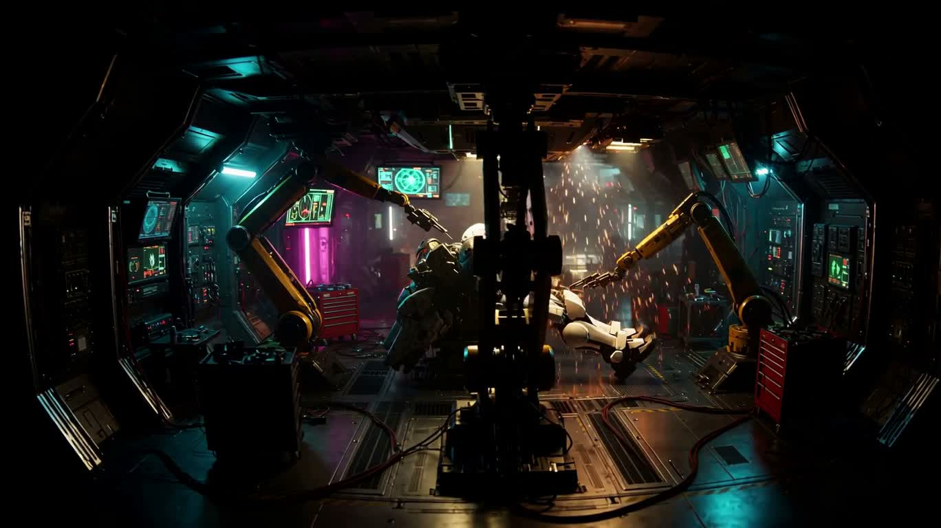 Bản thiết kế khoang sửa chữa mecha neon