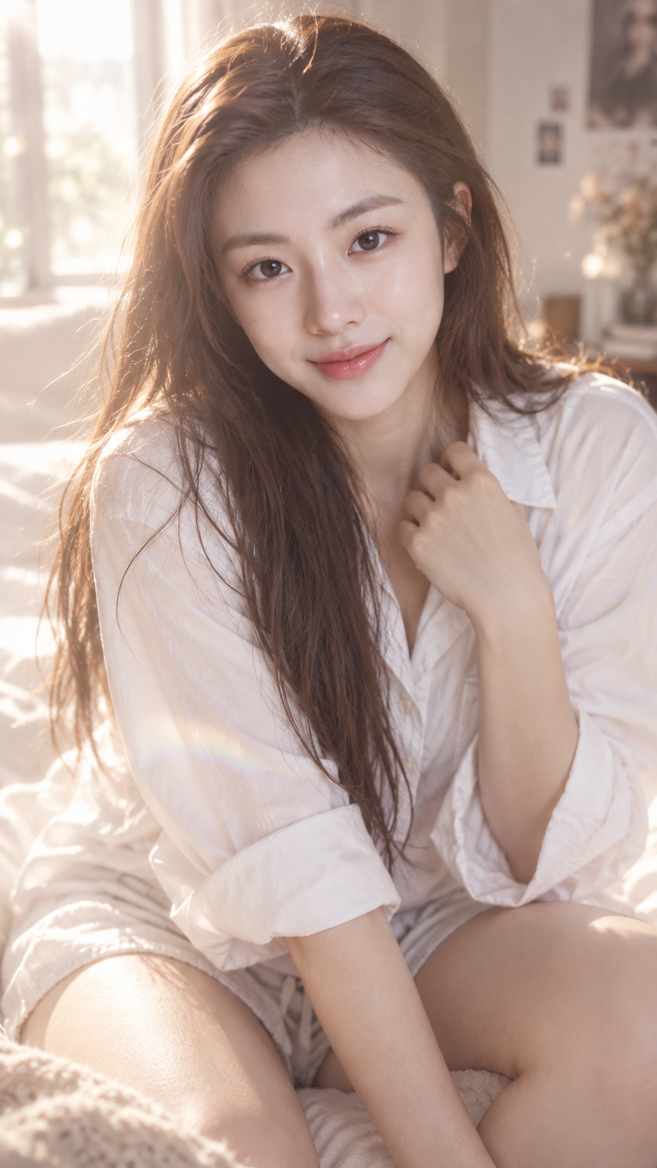 韩系女友私密白衬衫特写 — AI image creation