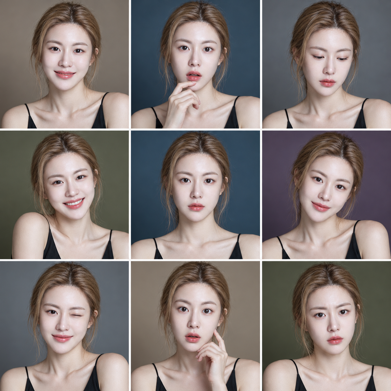 성인 여성의 아홉 칸 감정 초상화