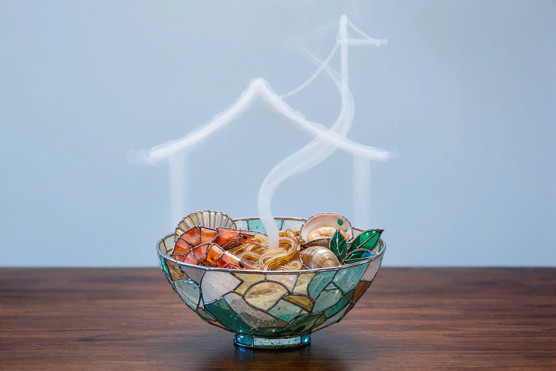 蒸汽海鲜面 · 彩色玻璃 — AI image creation
