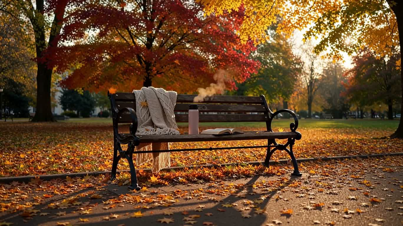 Instants paisibles sur un banc d'automne — AI video creation