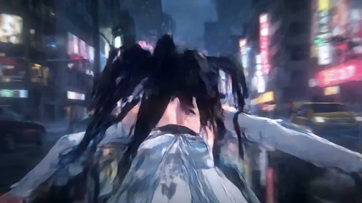 月夜霓虹下的八岐大蛇决战 — AI video creation