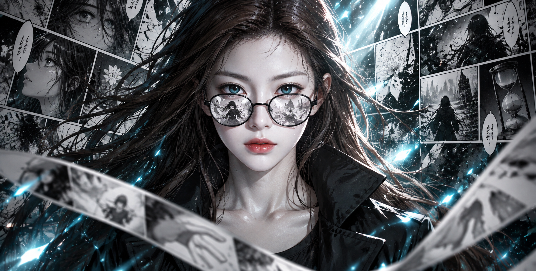 漫画记忆拼贴风动漫角色海报 — AI image creation