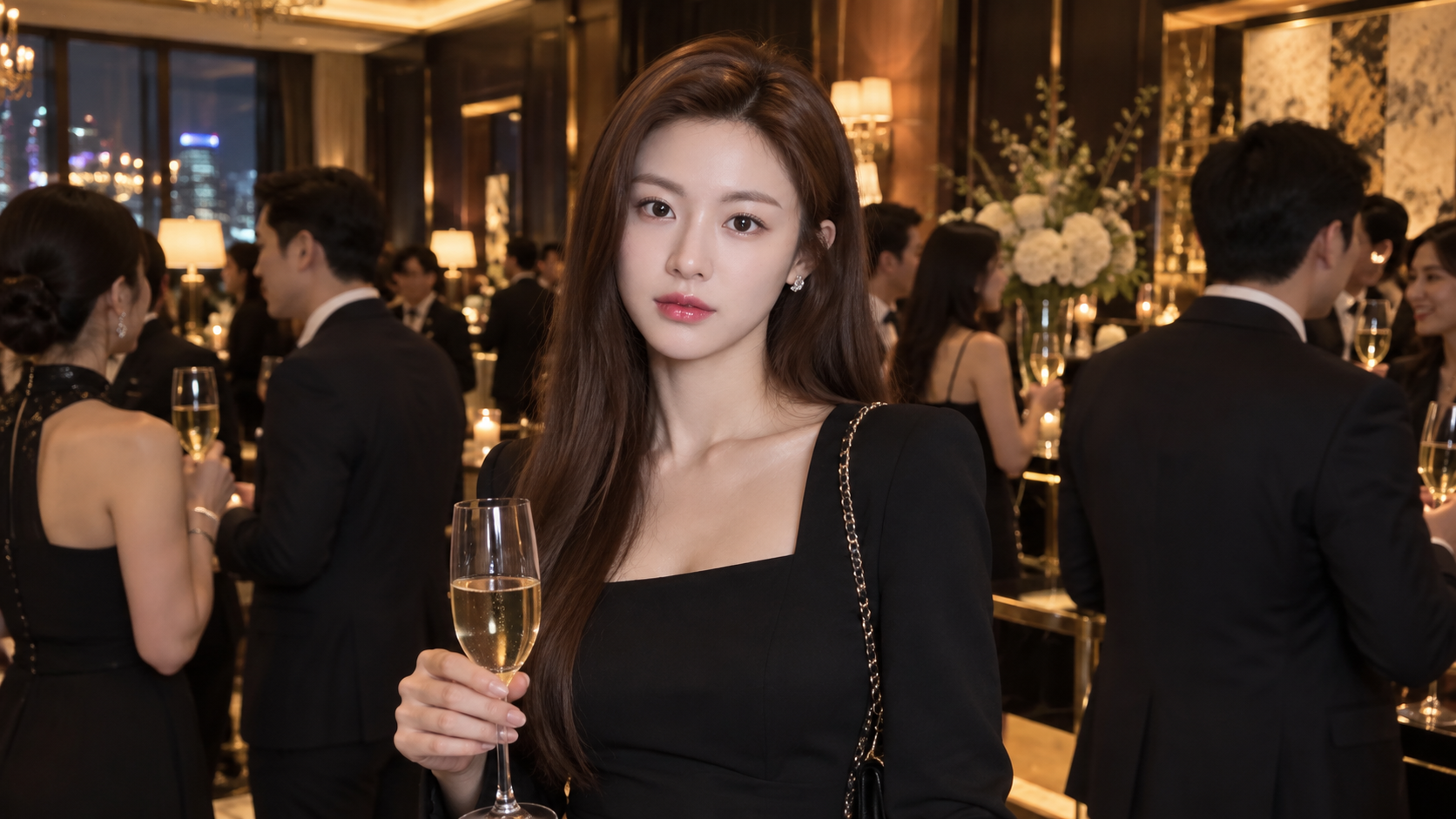北京私人会所时尚活动成年宾客合影 — AI image creation
