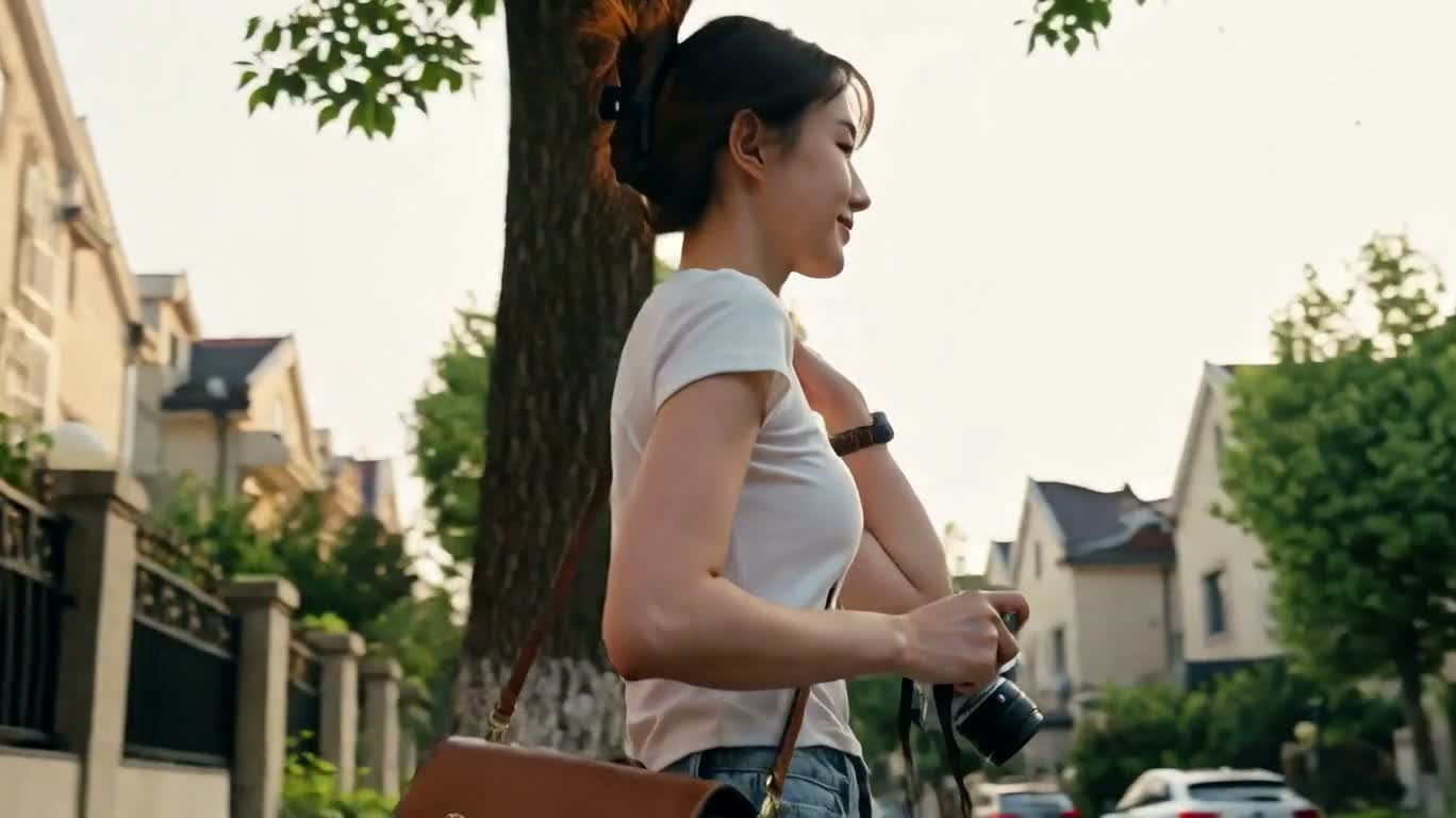相机女孩的午后漫游 — AI video creation