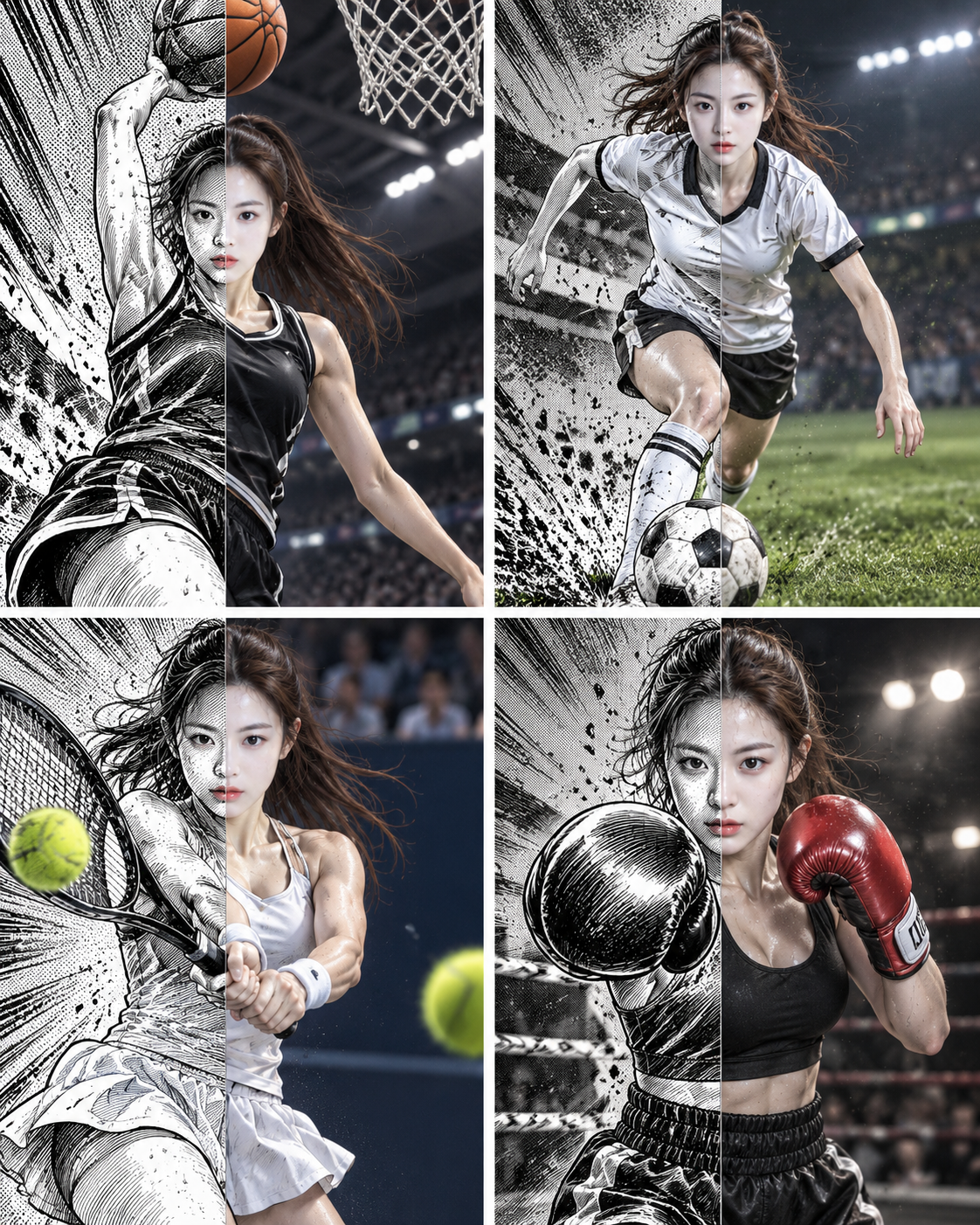 体育传奇的二维三维转换画像 — AI image creation