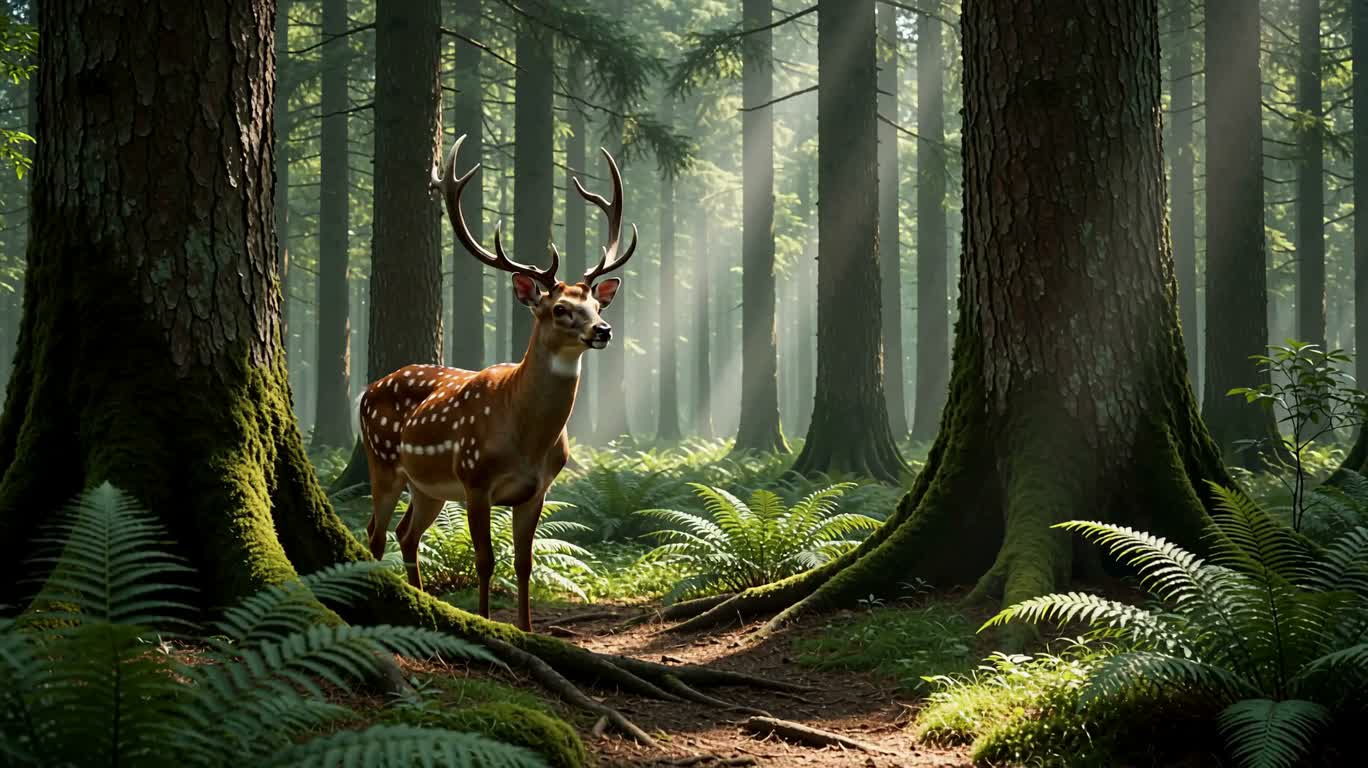 Esprit Cerf à la Robe Dorée de la Forêt Profonde — AI video creation
