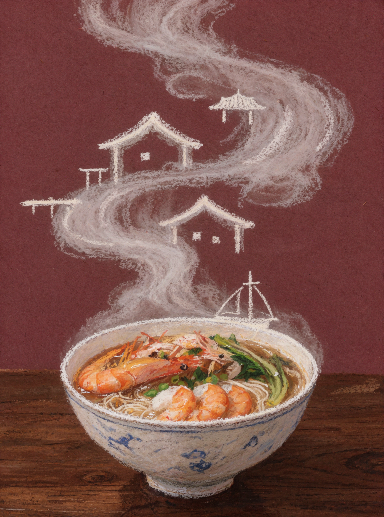Steamed Seafood Noodles · Pastel Crayon — AI image creation