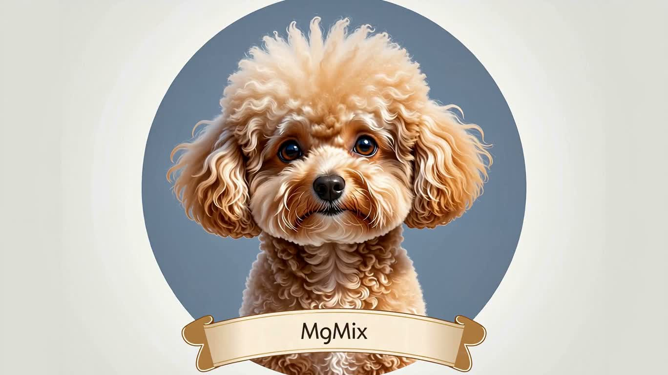 Nghệ thuật sticker chó poodle dễ thương