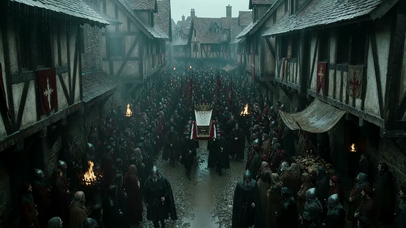 Medieval King's Funeral in the Rain