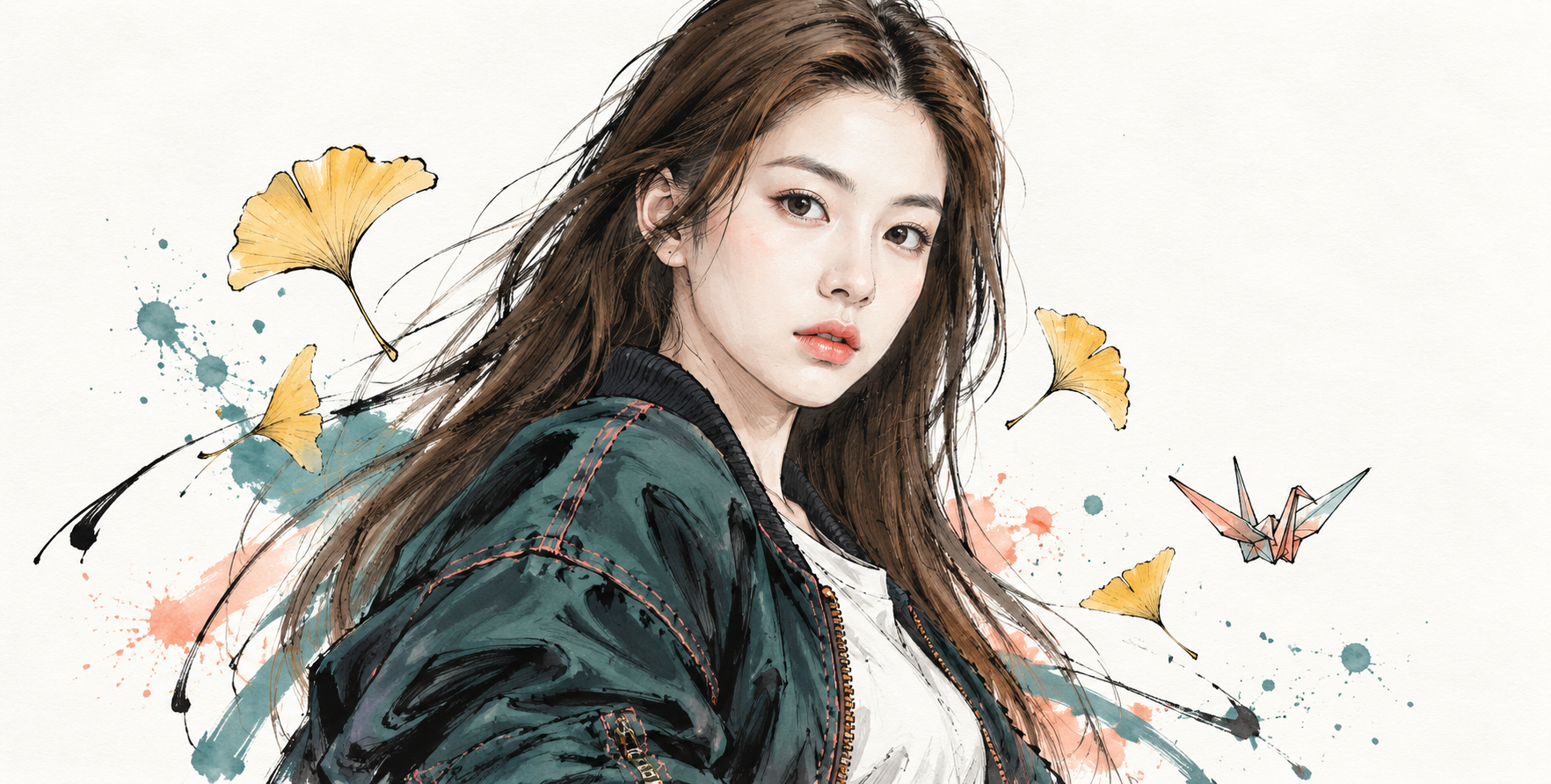 白底日系涂鸦与象征元素人物插画 — AI image creation