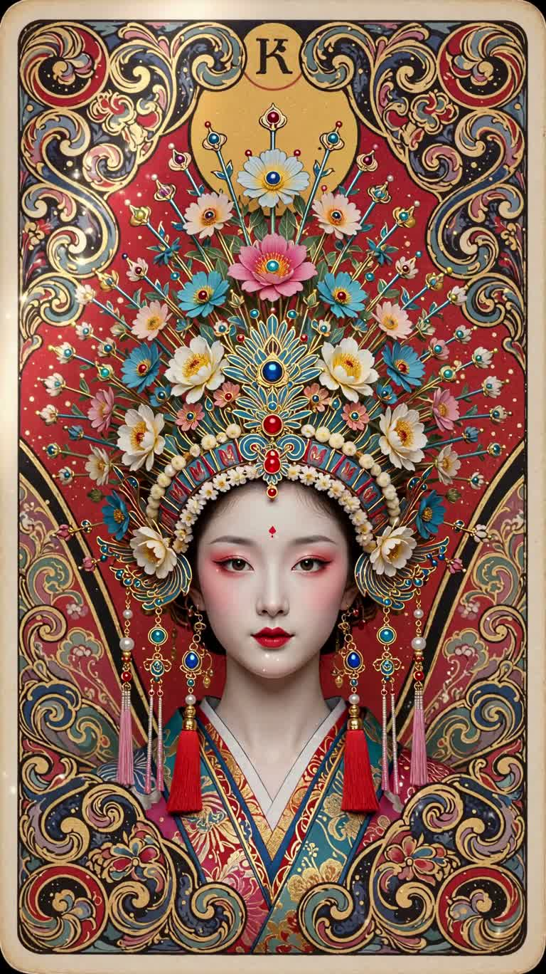 新艺术风神秘花冠精灵肖像 — AI video creation