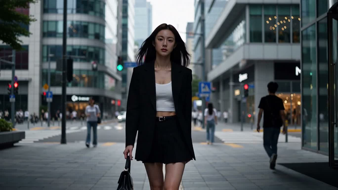 自信に満ちた都会の女性たちのファッション散歩 — AI video creation