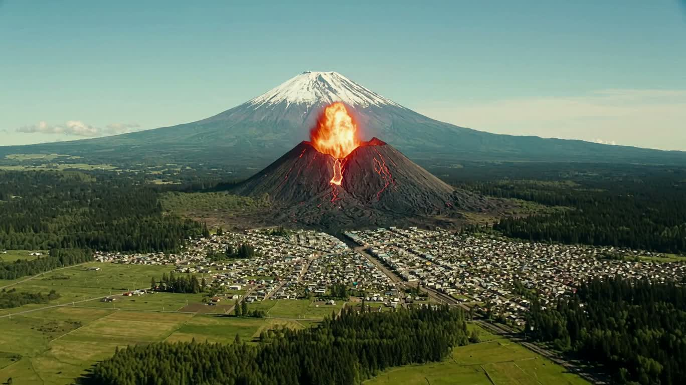 火山苏醒，山城告急 — AI video creation