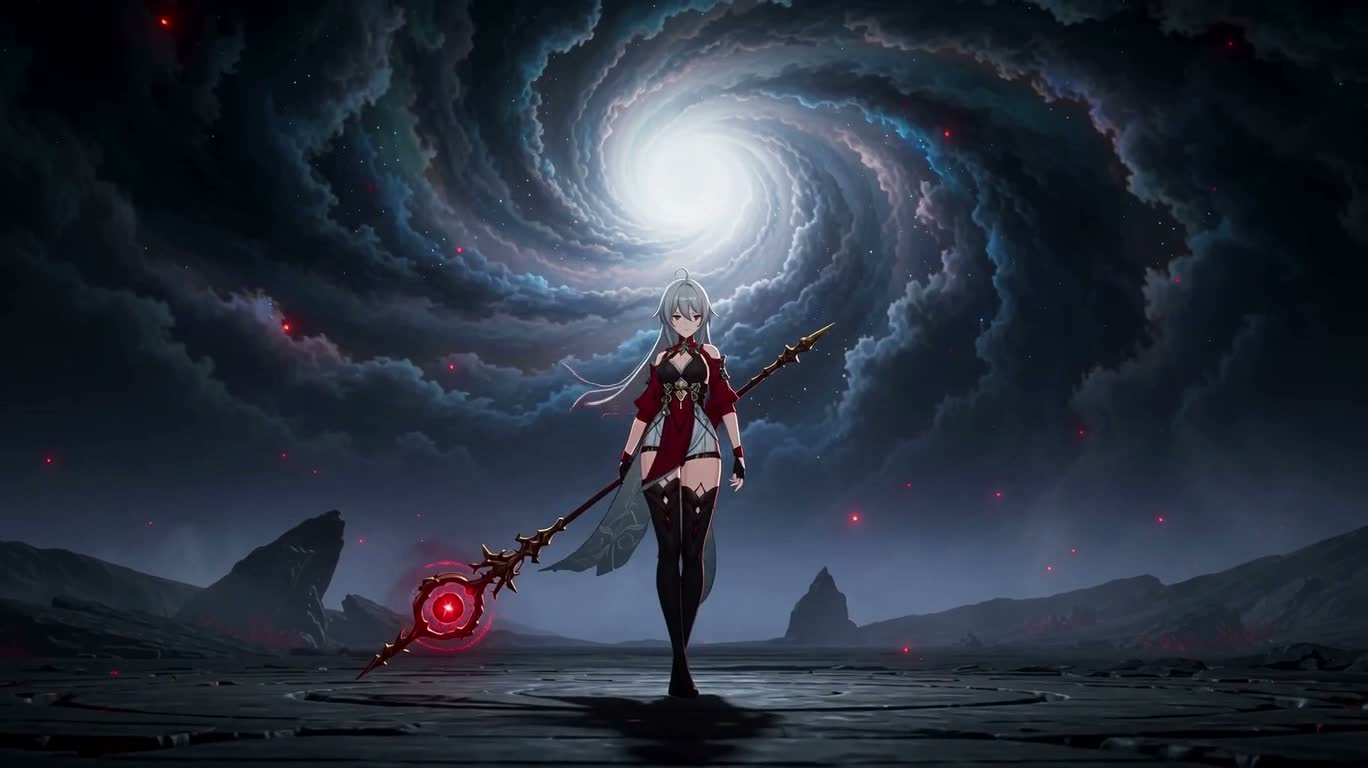 红色魔法少女的宇宙爆炎 — AI video creation