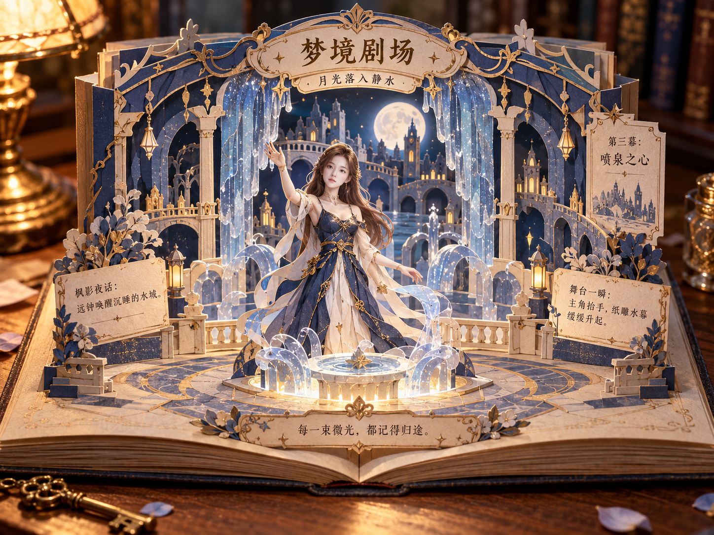 梦境立体书纸雕剧场实物摄影 — AI image creation