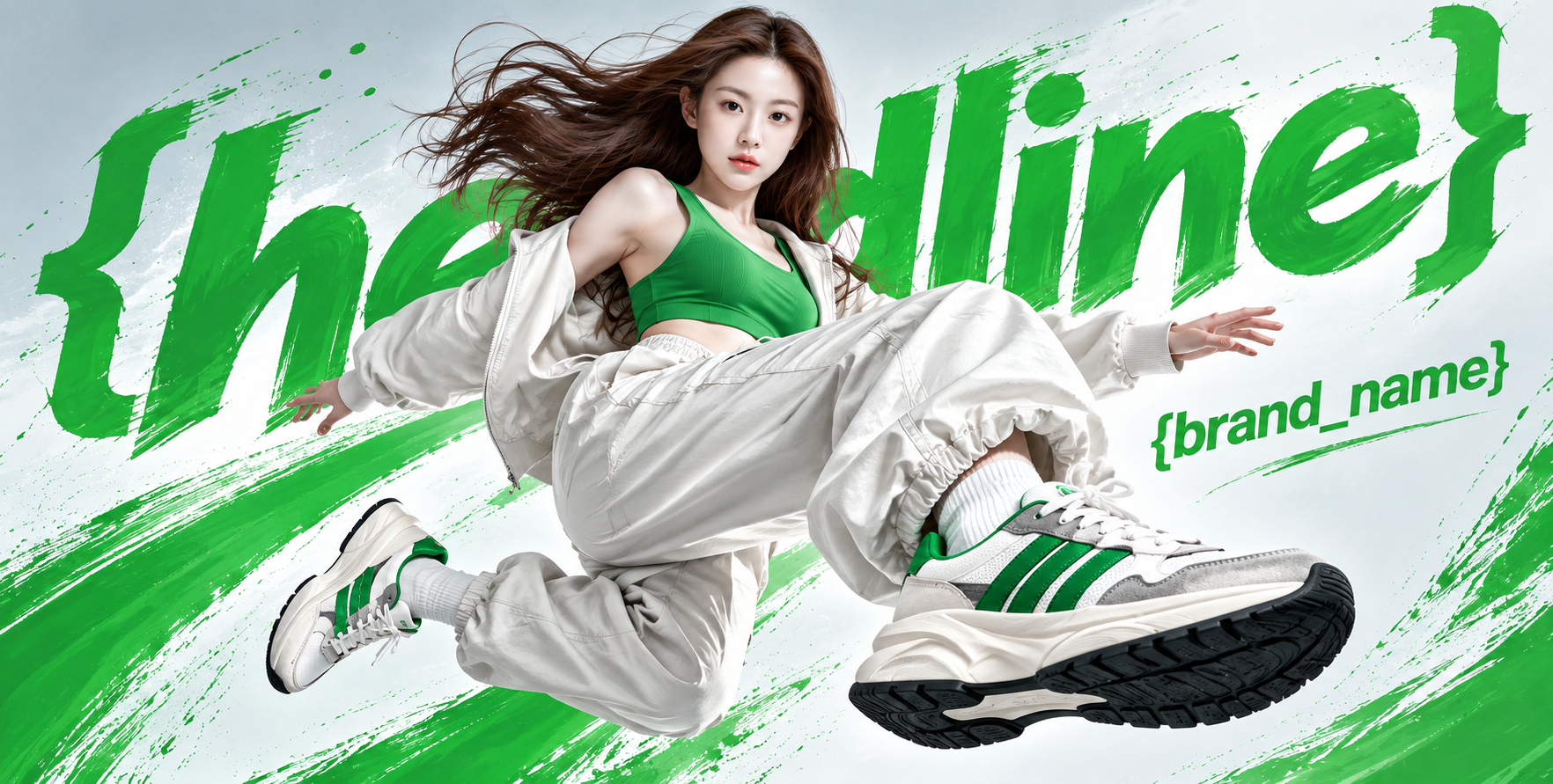 现代动感运动鞋平面广告海报 — AI image creation
