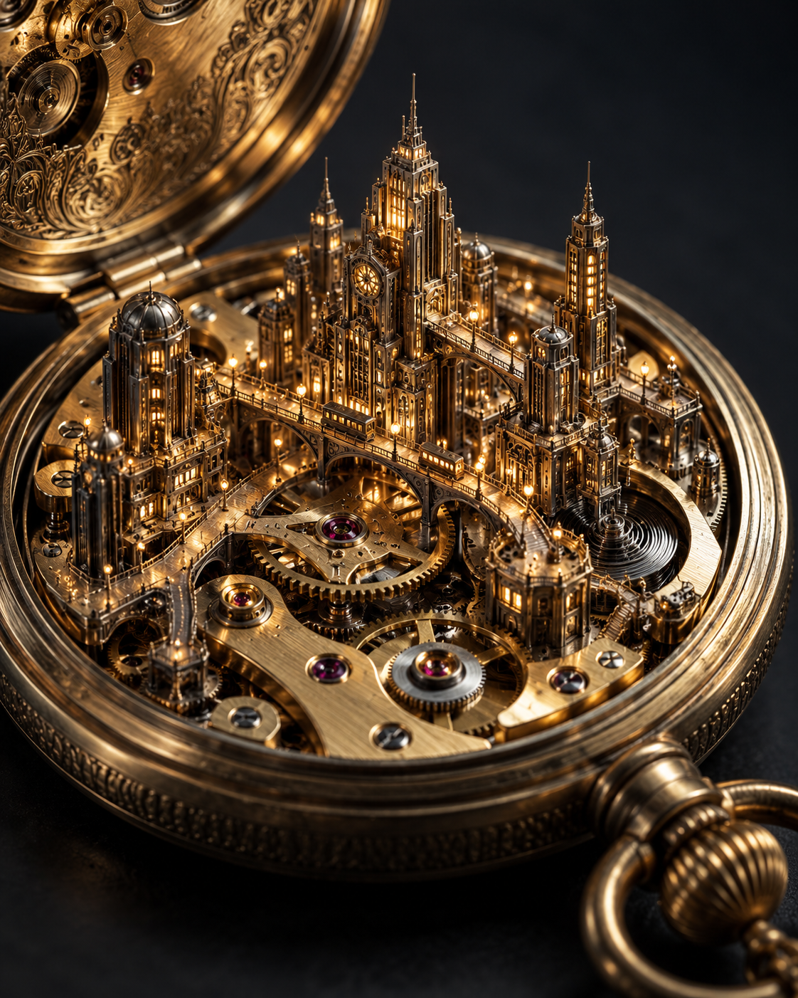 怀表齿轮间的微缩机械大都市 — AI image creation