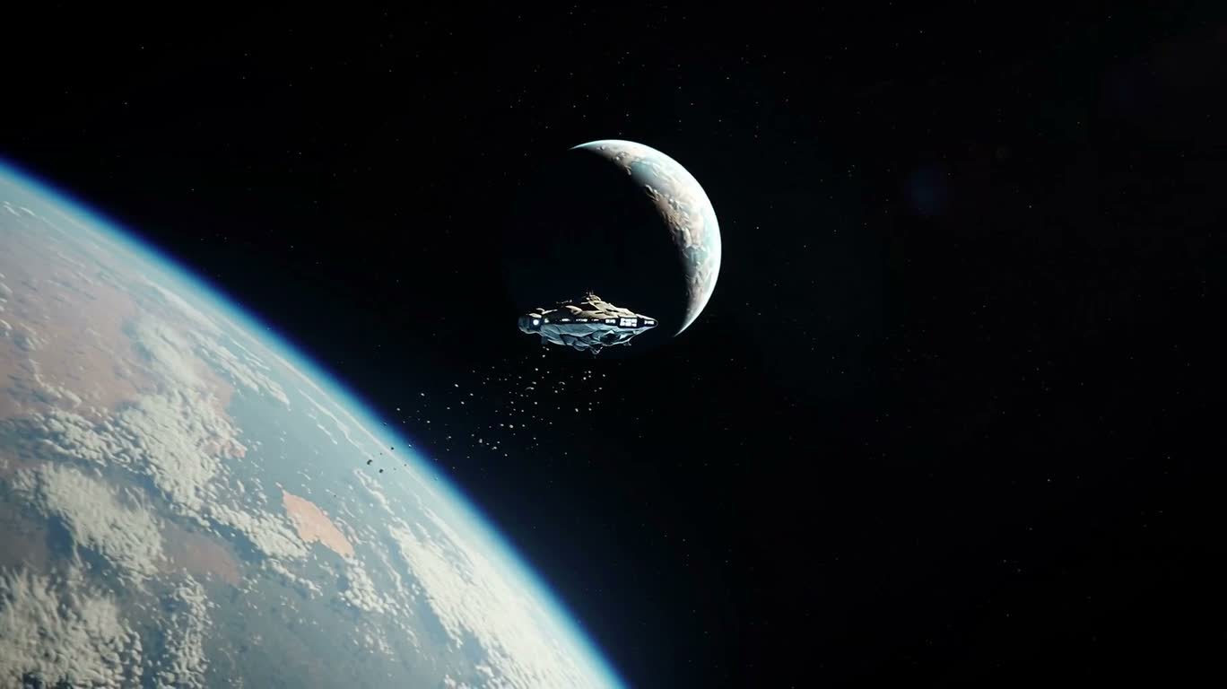 帝国巡航舰掠过壮丽异星景观