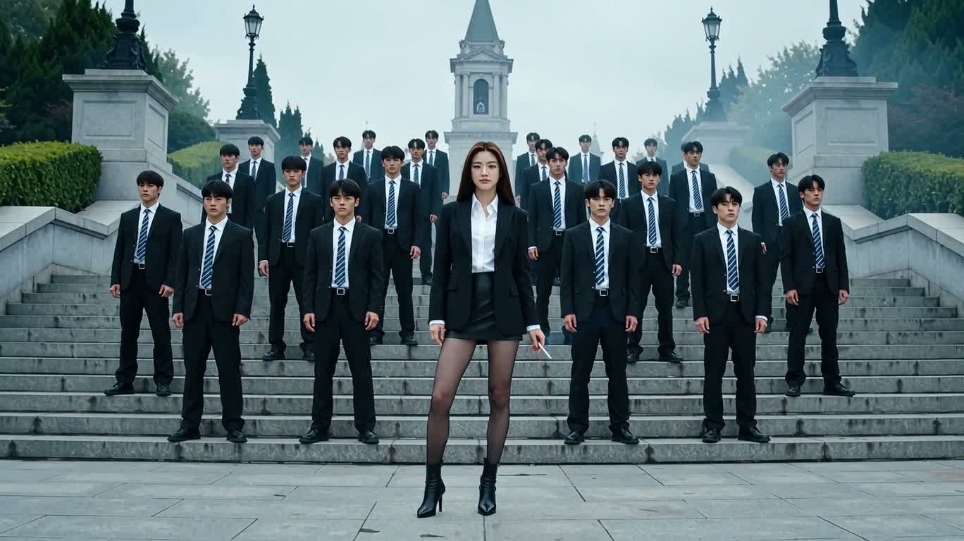 阶梯上的优雅与风暴 — AI video creation