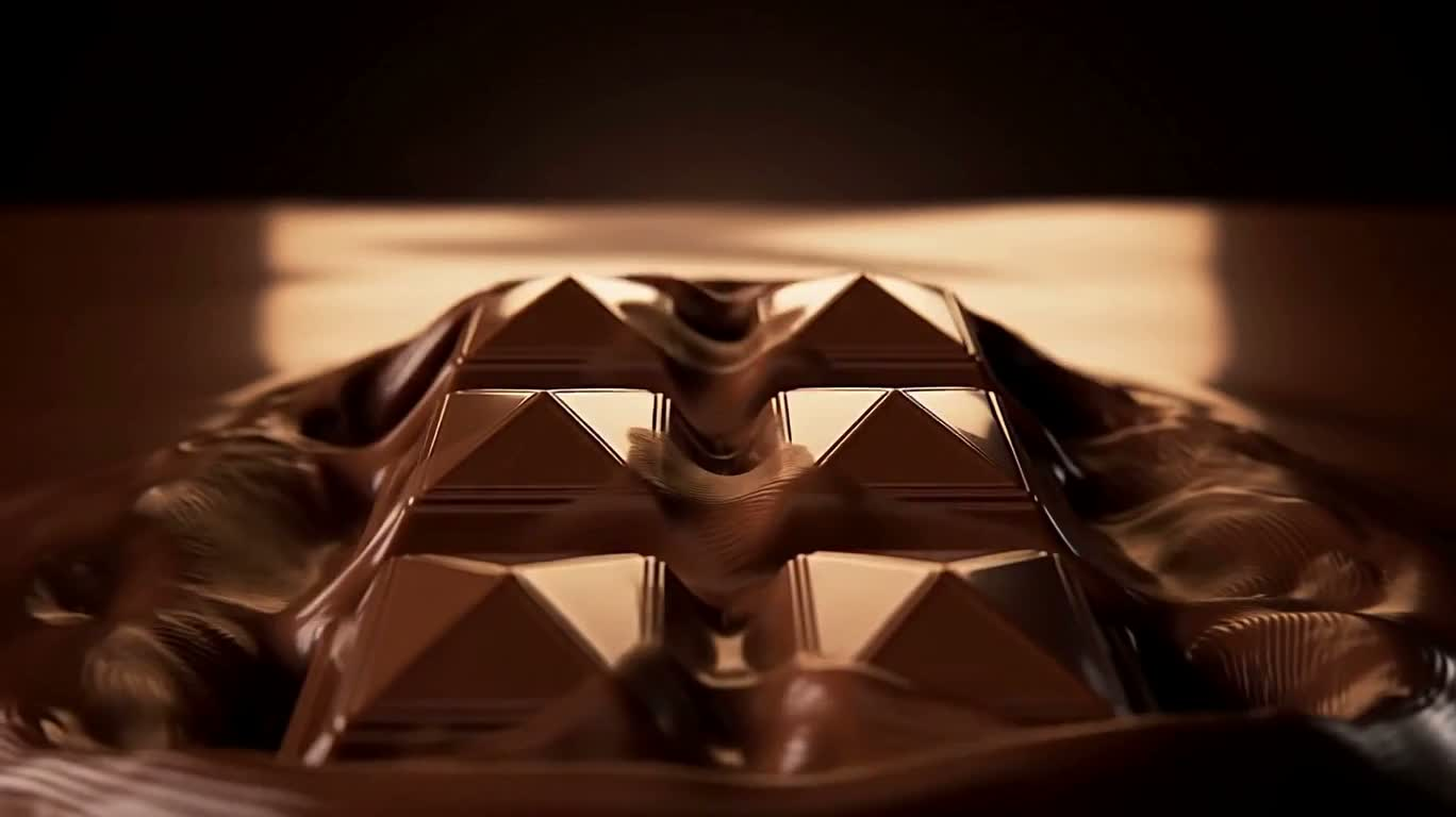 巧克力流动成形，紫色丝带裹出醇香巧克力 — AI video creation