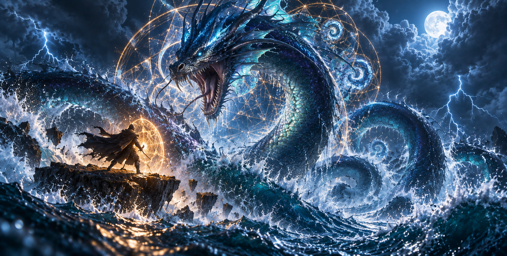 深海巨蛇与神圣几何 — AI image creation
