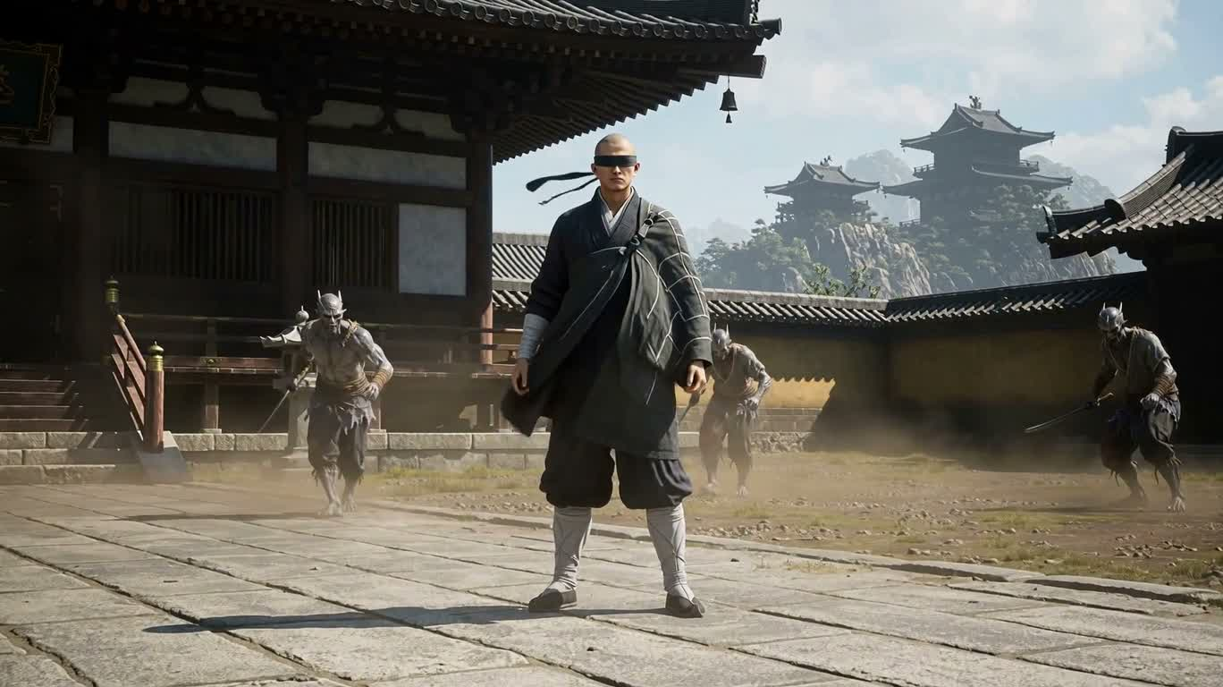 盲眼少林僧的寺院激战 — AI video creation