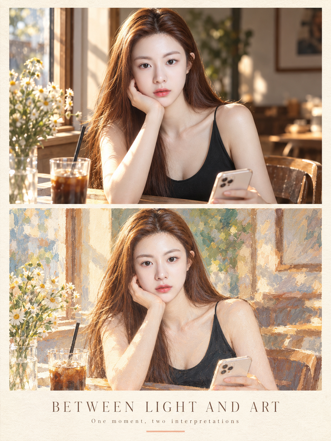 现实转插画转场杂志海报设计 — AI image creation