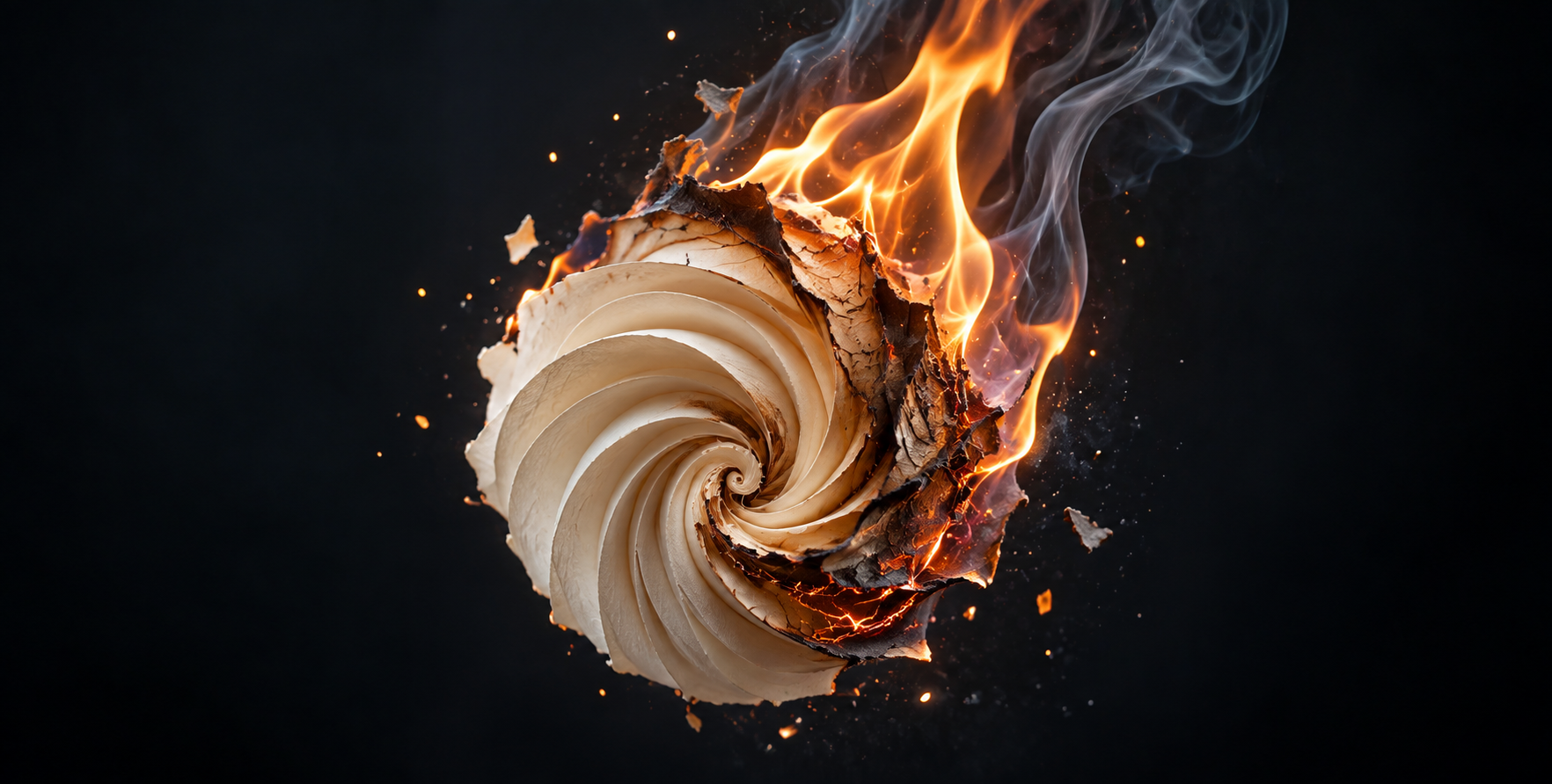 燃烧瞬间定格的纸艺雕塑静物 — AI image creation