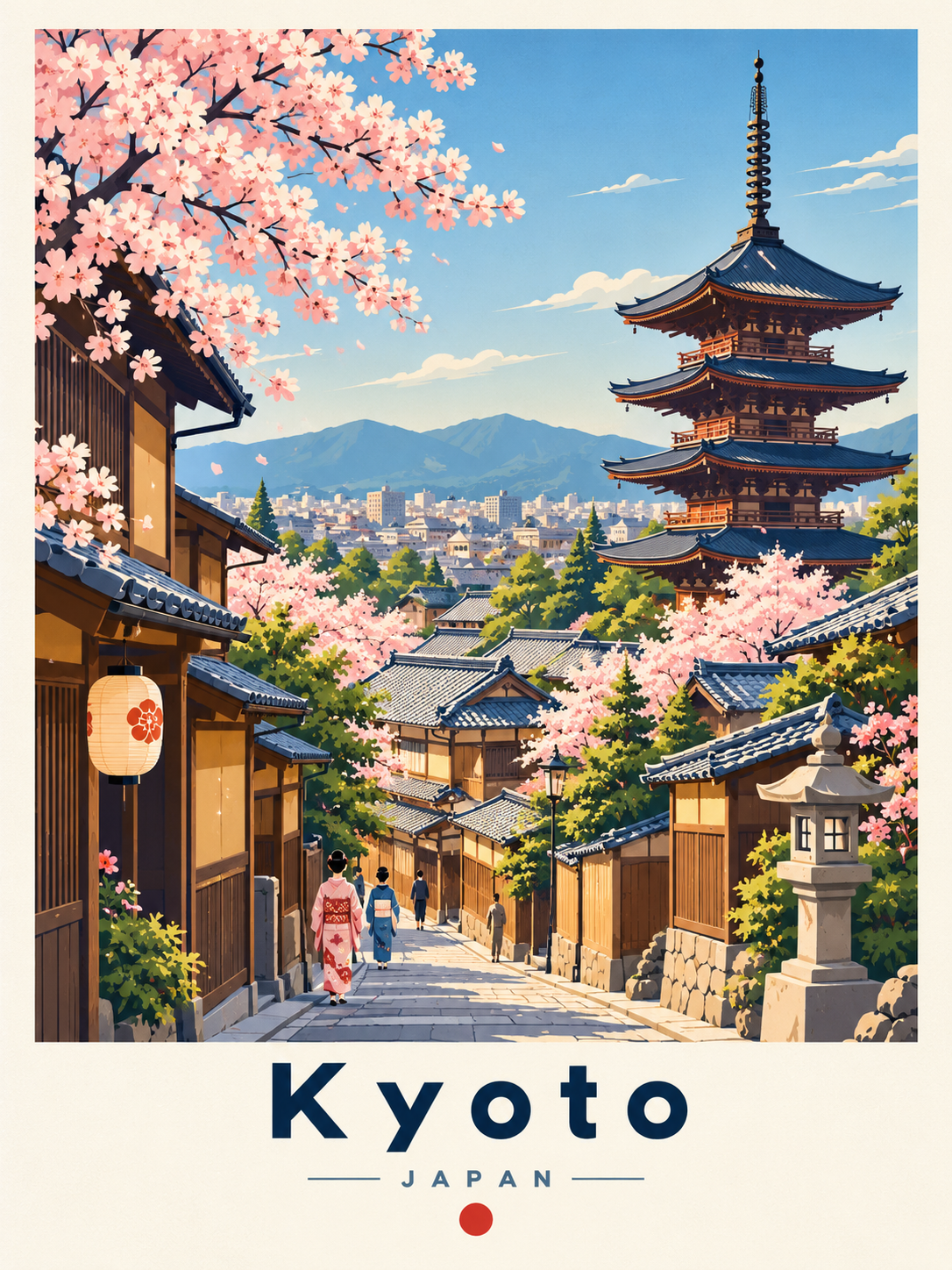 レトロミニマルなベクター都市旅行ポスター